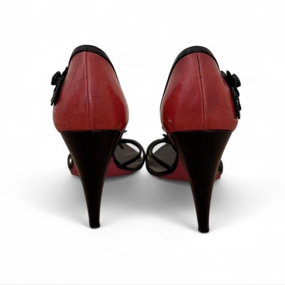 Prada Black and Red D'Orsay Heels with Bow Details - Picture 4 of 6